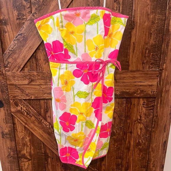 Lilly Pulitzer VTG white label women’s floral wrap dress pink and white size 6 - Picture 2 of 7